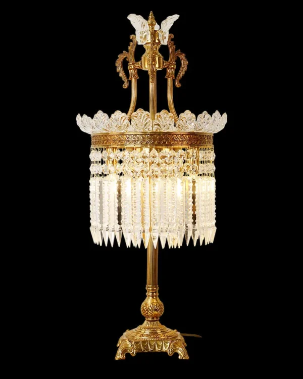 Neuilly Crystal Table Lamp, 31" in antique brass
