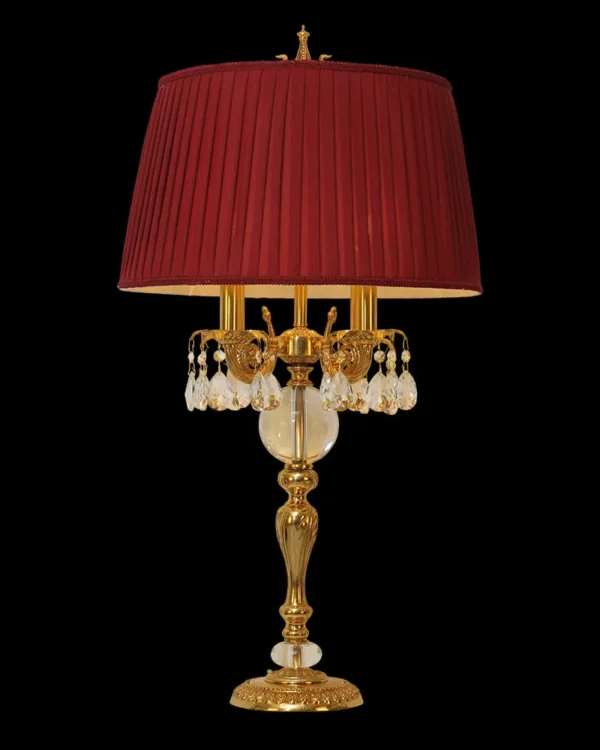 Neuilly Crystal Table Lamp, 33" in antique brass