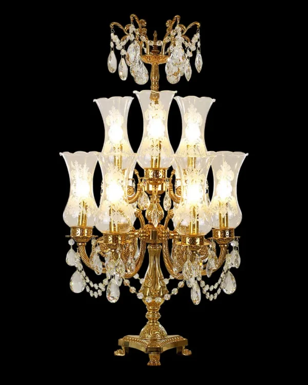 Neuilly Crystal Table Lamp, 36" in antique brass