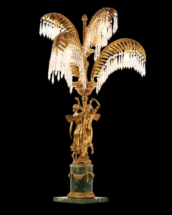 Neuilly Crystal Table Lamp, 42" in antique brass