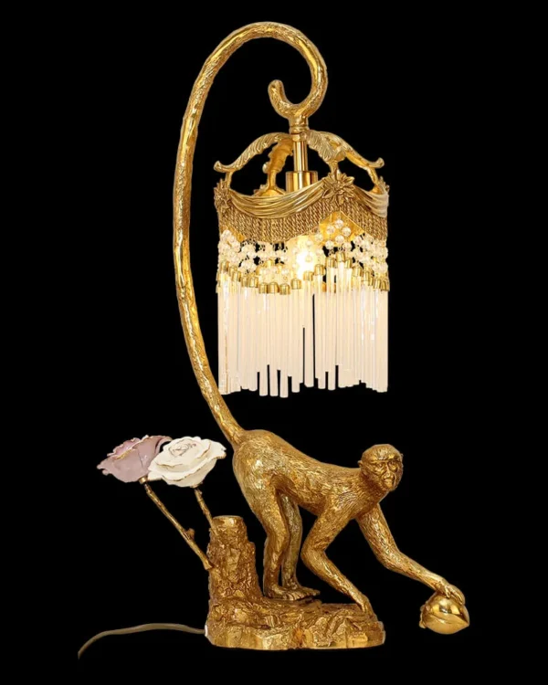 Passy Crystal Table Lamp, 23" in antique brass