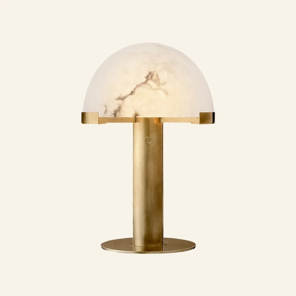 Doré Alabaster Table Lamp, 18" in antique brass
