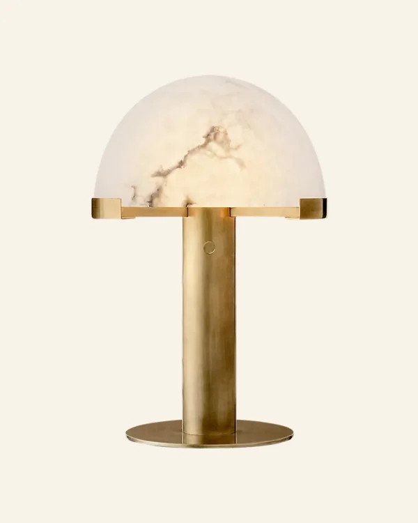 Doré Alabaster Table Lamp, 18" in antique brass