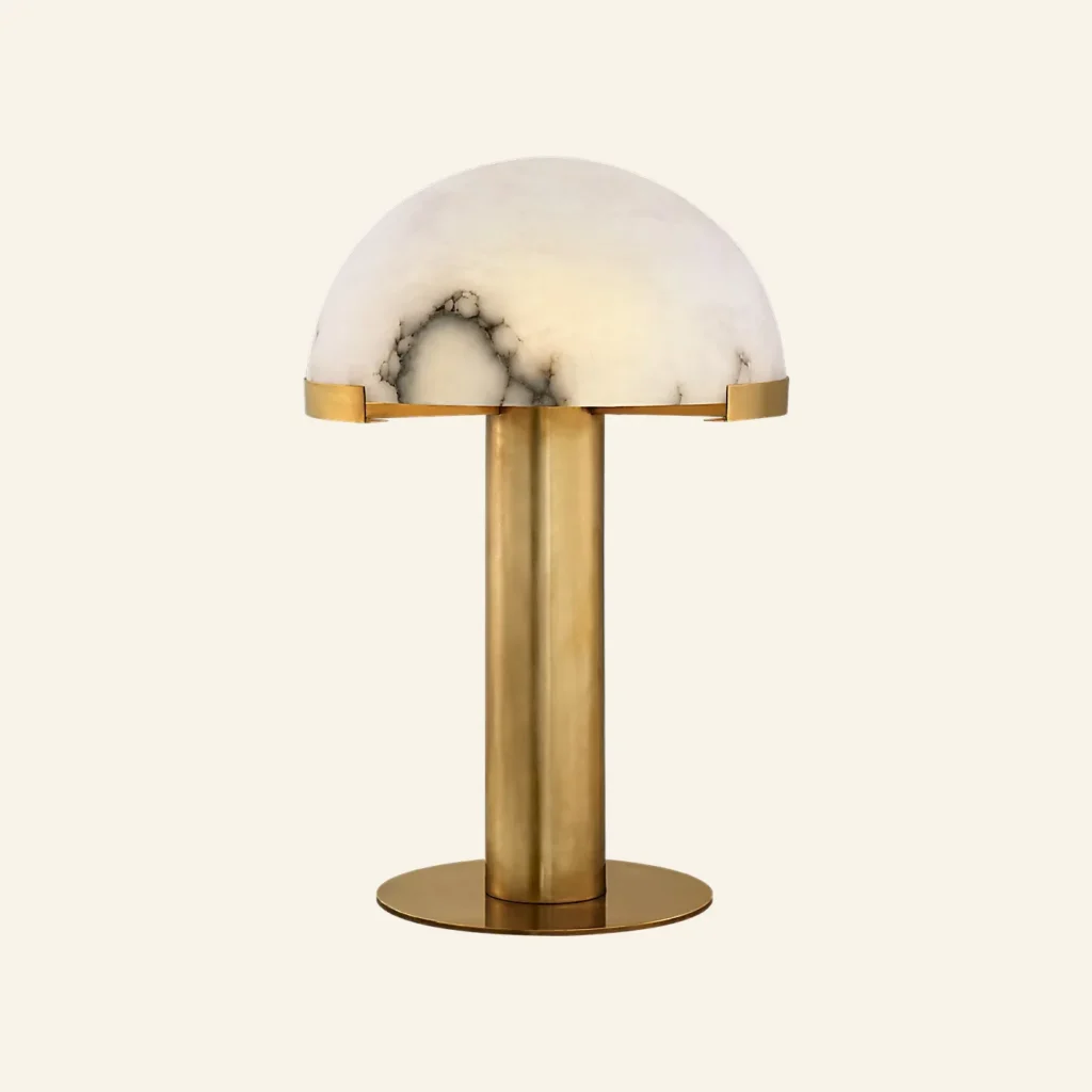 Doré Alabaster Table Lamp, 23" in antique brass