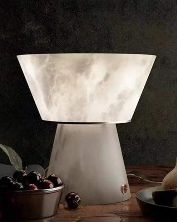 Neige Alabaster Table Lamp, 11"