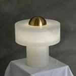 Neige Round Alabaster Table Lamp, 10"
