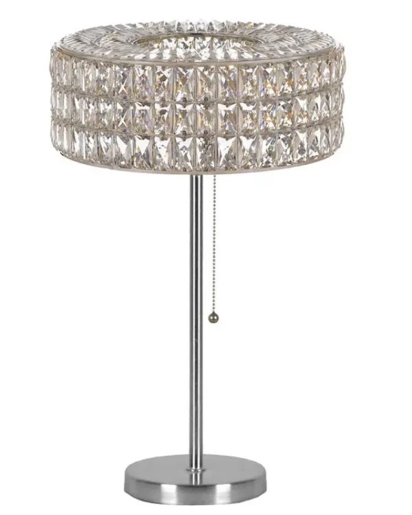 Stratus Crystal Table Lamp, 28" in polished chrome