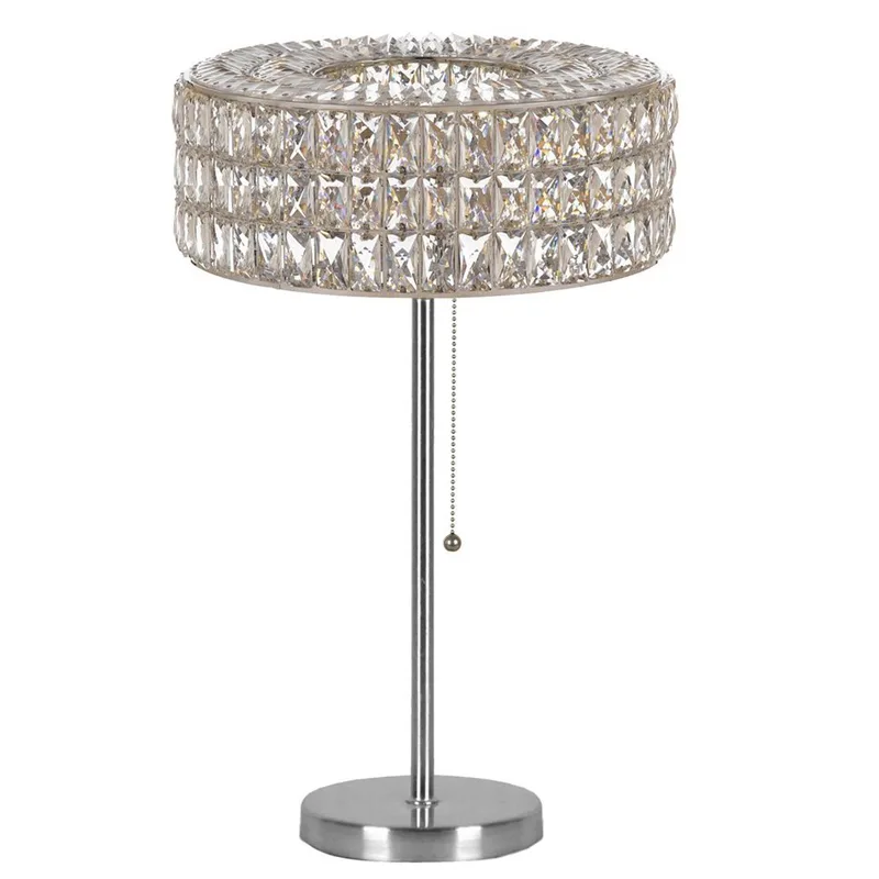 Stratus Crystal Table Lamp, 28" in polished chrome