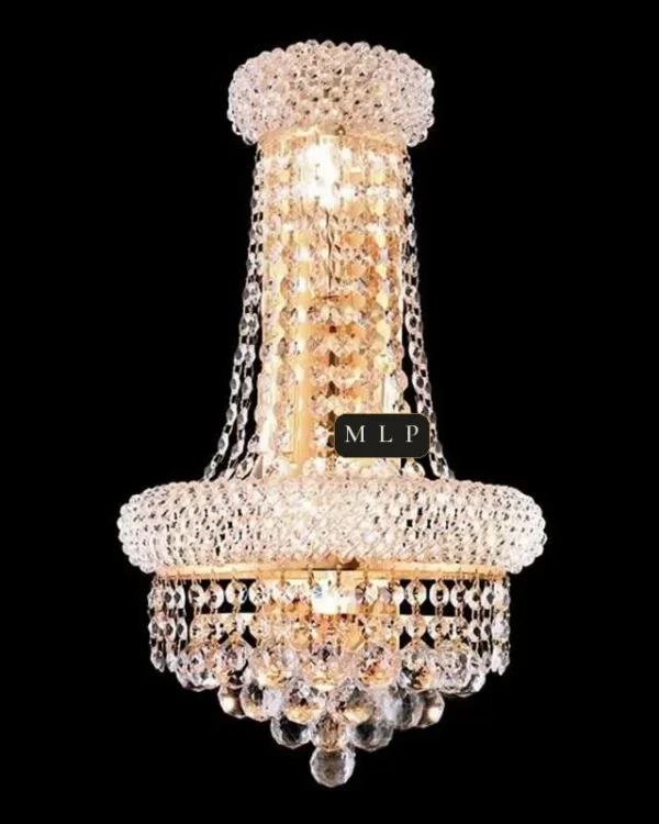 Schönbrunn Crystal Wall Sconce II, 3-Light, 16" H in Gold in gold