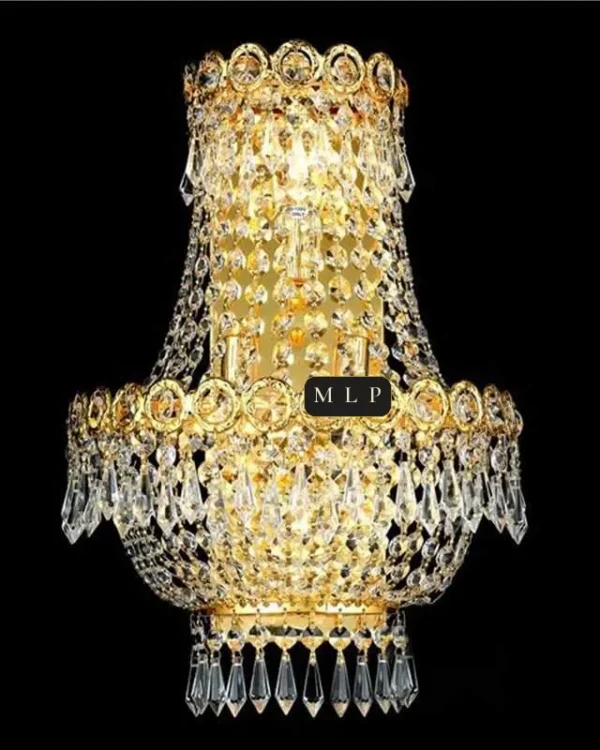 Schönbrunn Crystal Wall Sconce II, 3-Light, 17" H in Gold in gold