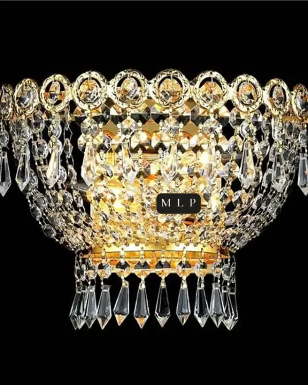 Schönbrunn Crystal Wall Sconce II, 2-Light, 8" H in Gold in gold