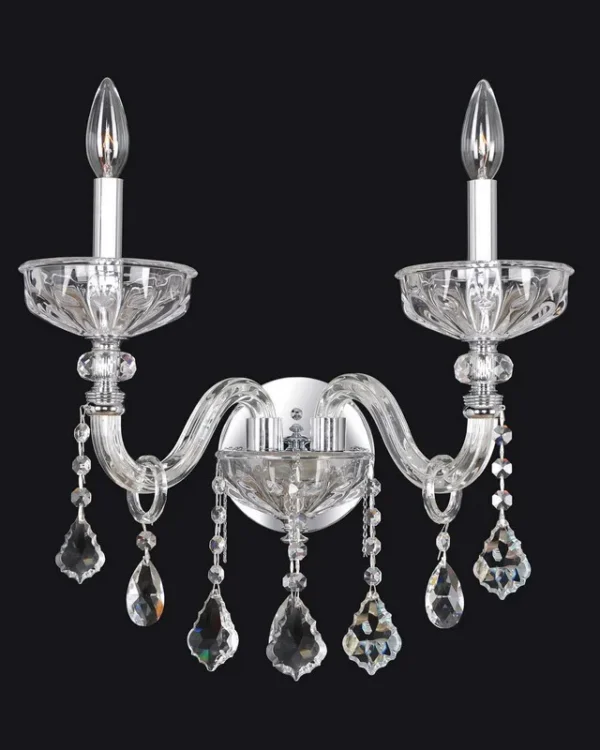 Noblesse Maria Theresa Wall Sconce, 2-Light in polished chrome