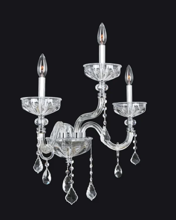 Noblesse Maria Theresa Wall Sconce, 3-Light in polished chrome