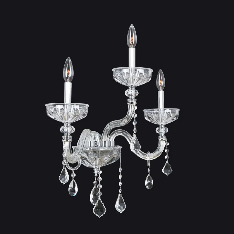 Noblesse Maria Theresa Wall Sconce, 3-Light in polished chrome