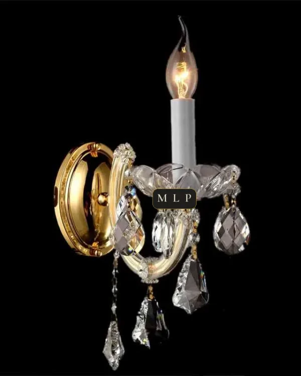 Schönbrunn Maria Theresa Wall Sconce II, 1-Light, 12" H in Gold in gold