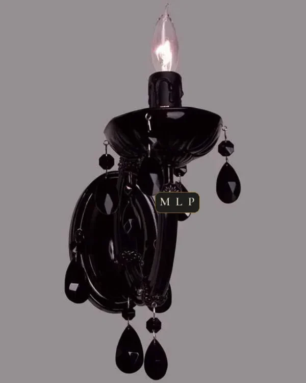 Schönbrunn Maria Theresa Wall Sconce, 1-Light, 9" H in Black in black