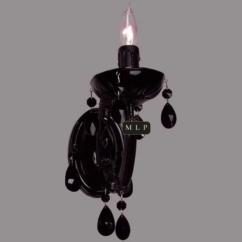 Schönbrunn Maria Theresa Wall Sconce, 1-Light, 9" H in Black in black