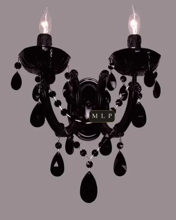 Schönbrunn Maria Theresa Wall Sconce, 2-Light, 10" H in Black in black