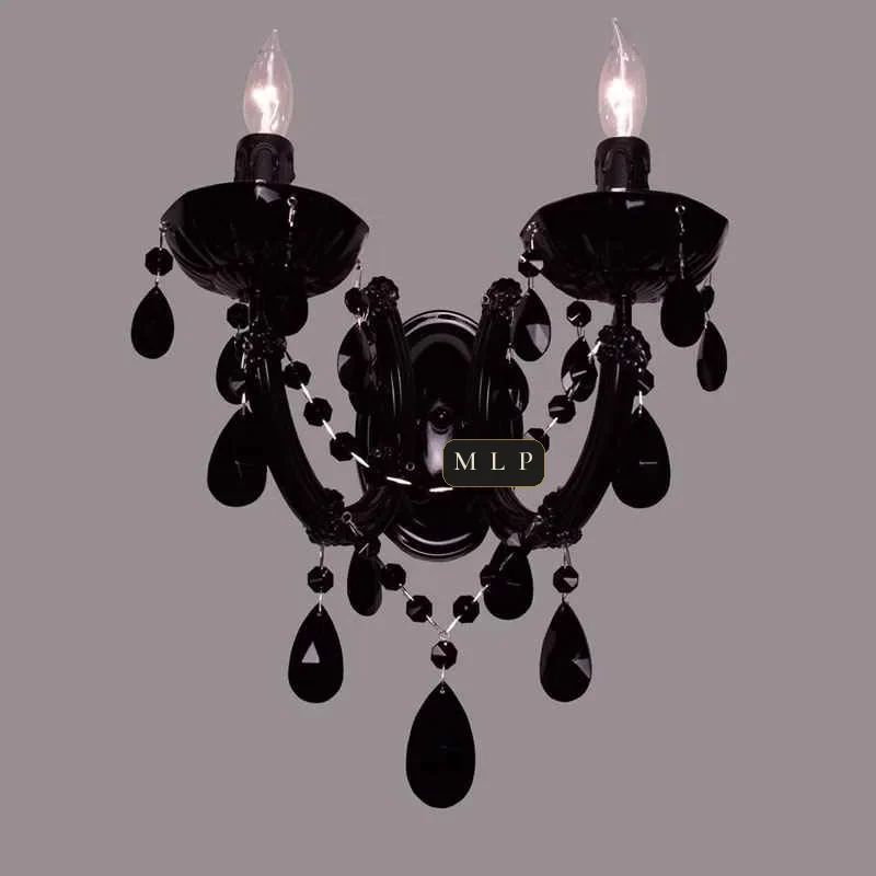 Schönbrunn Maria Theresa Wall Sconce, 2-Light, 10" H in Black in black