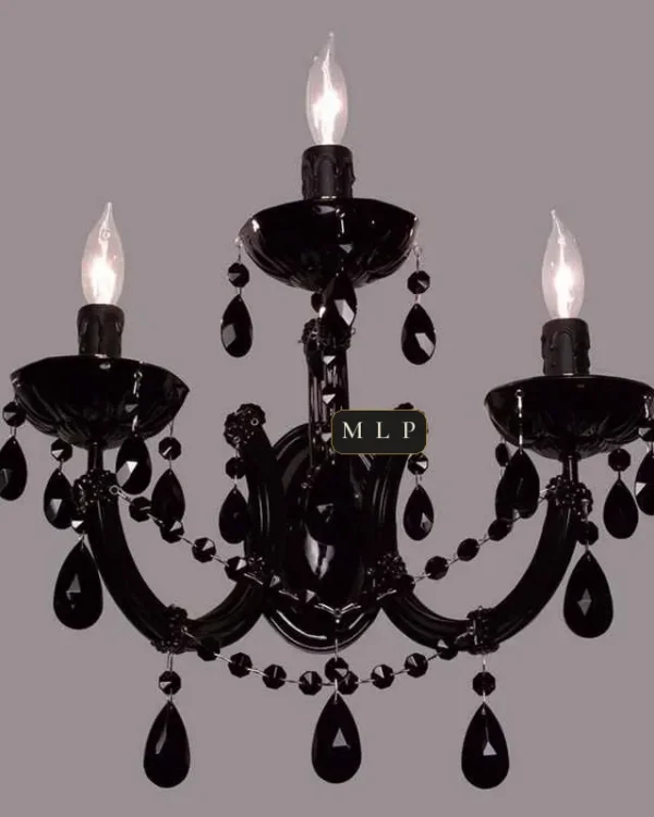 Schönbrunn Maria Theresa Wall Sconce, 3-Light, 14" H in Black in black