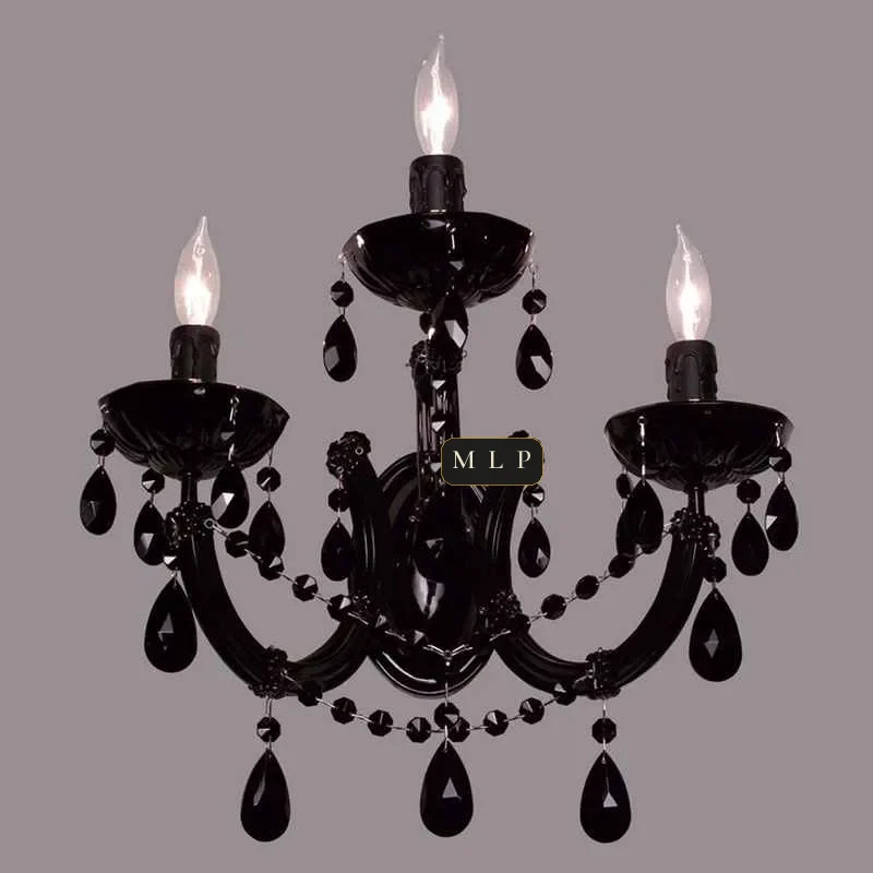 Schönbrunn Maria Theresa Wall Sconce, 3-Light, 14" H in Black in black
