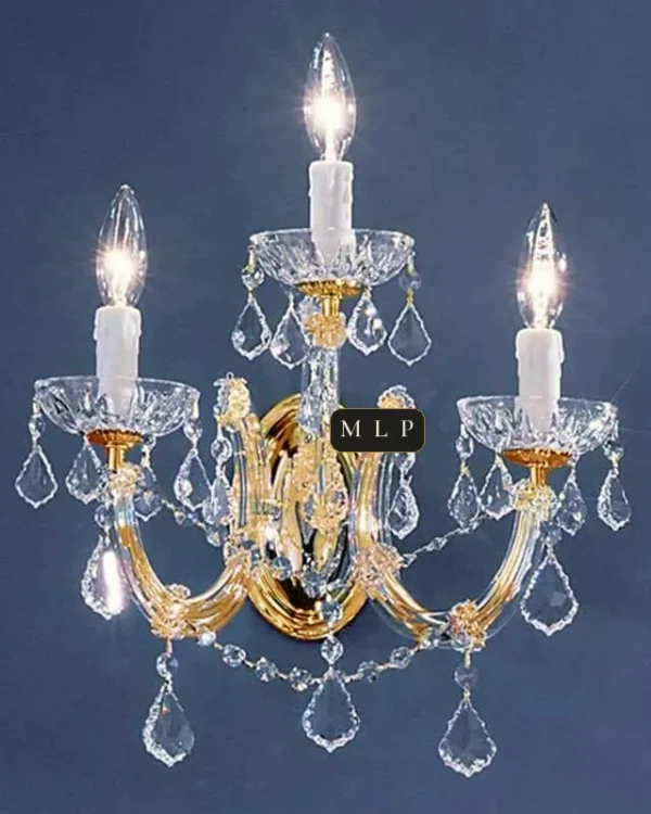 Schönbrunn Maria Theresa Wall Sconce, 3-Light, 14" H in Gold in gold