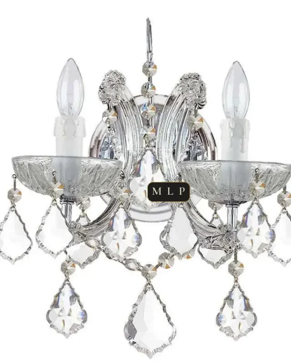 Schönbrunn Maria Theresa Wall Sconce, 2-Light, 13" H in polished chrome