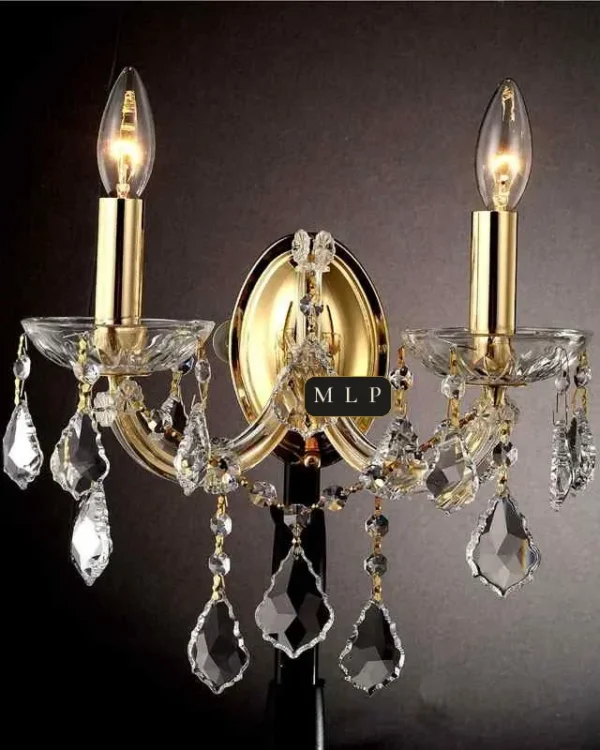 Schönbrunn Maria Theresa Wall Sconce, 2-Light, 15" H in Gold in gold