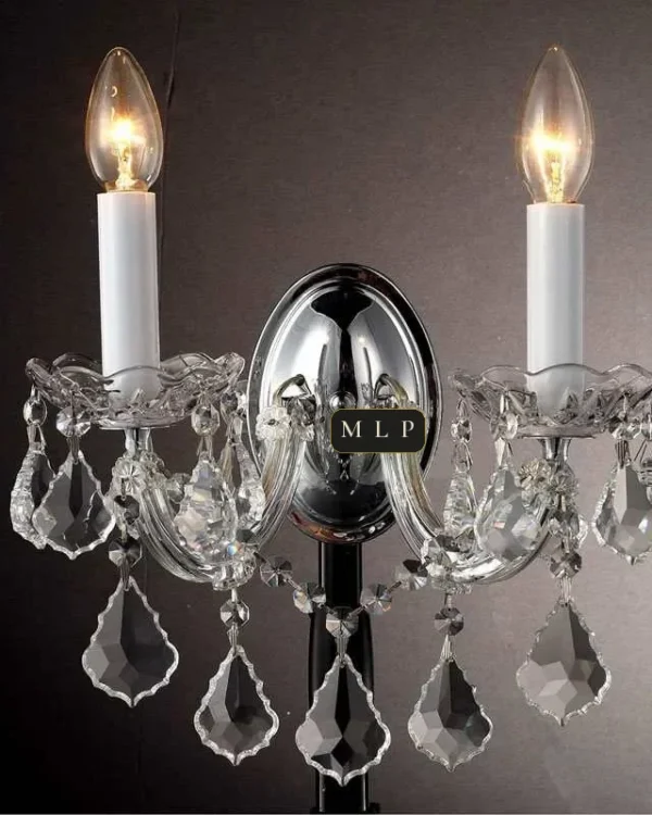 Schönbrunn Maria Theresa Wall Sconce, 2-Light, 14" H in polished chrome