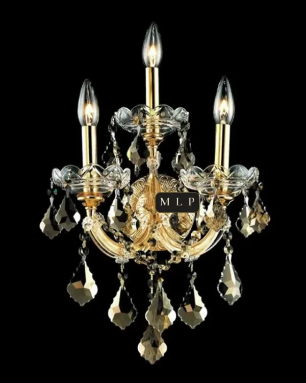 Schönbrunn Maria Theresa Wall Sconce II, 3-Light, 22" H in Gold in gold