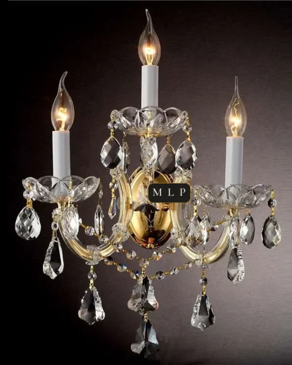 Schönbrunn Maria Theresa Wall Sconce III, 3-Light, 22" H in Gold in gold