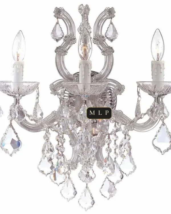 Schönbrunn Maria Theresa Wall Sconce, 3-Light, 19" H in polished chrome