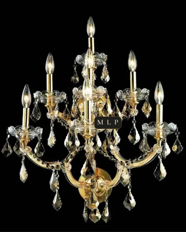 Schönbrunn Maria Theresa Wall Sconce II, 7-Light, 27" H in Gold in gold