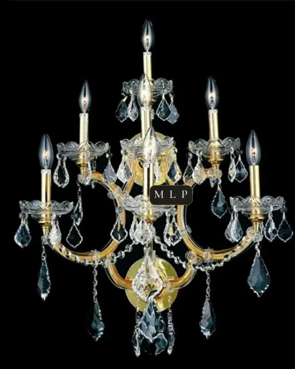 Schönbrunn Maria Theresa Wall Sconce, 7-Light, 27" H in Gold in gold