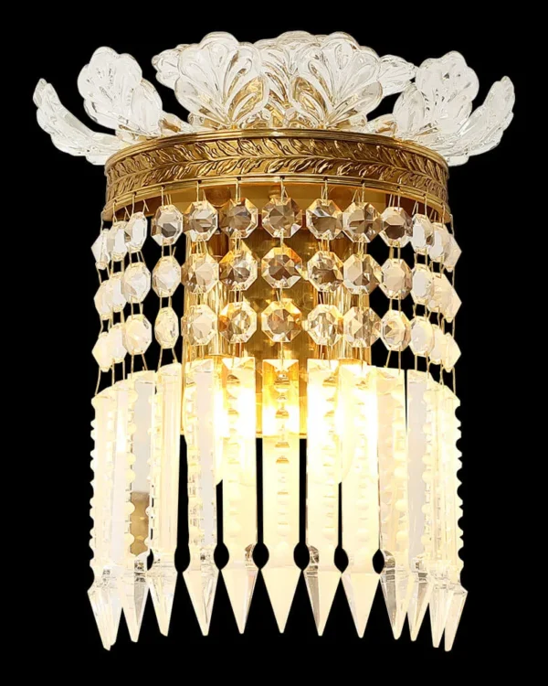 Auteuil Crystal Wall Sconce, 2-Light, 13" H in antique brass