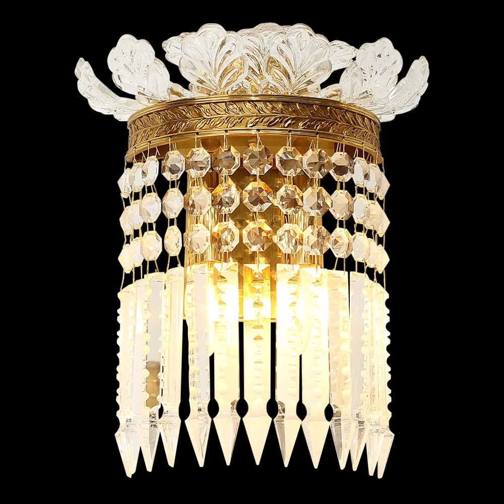 Auteuil Crystal Wall Sconce, 2-Light, 13" H in antique brass
