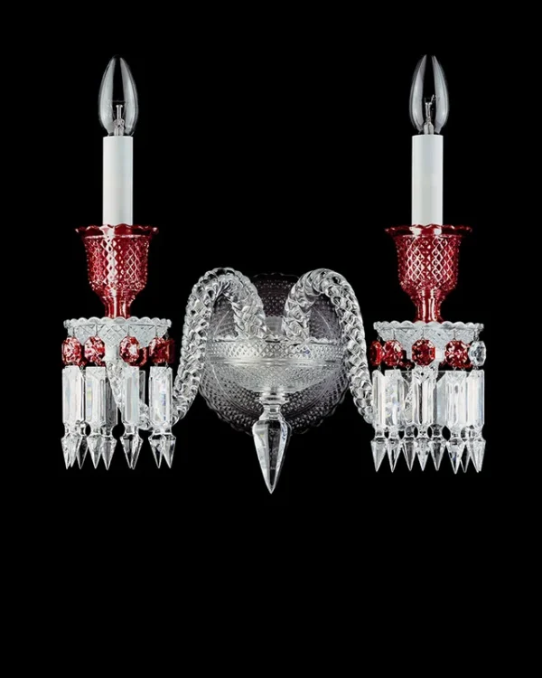 Louvre Crystal Wall Sconce, 2-Light, 15" H in polished chrome
