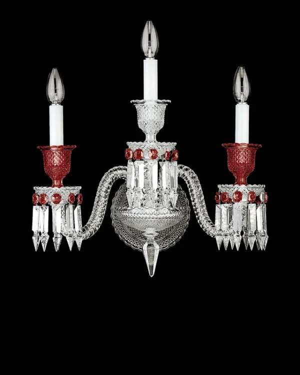Louvre Crystal Wall Sconce, 3-Light, 19" H in polished chrome