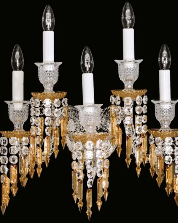 Louvre Crystal Wall Sconce, 5-Light, 22" H in polished chrome
