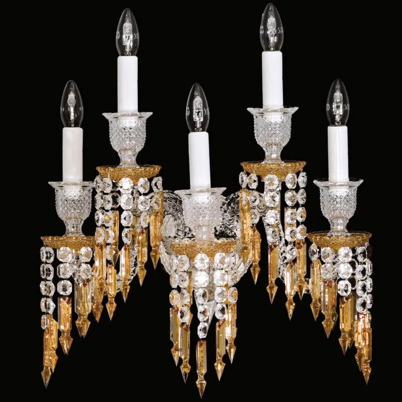 Louvre Crystal Wall Sconce, 5-Light, 22" H in polished chrome