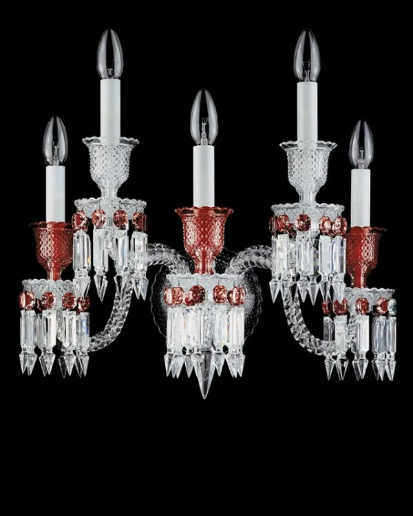 Louvre Crystal Wall Sconce, 5-Light, 19" H in polished chrome