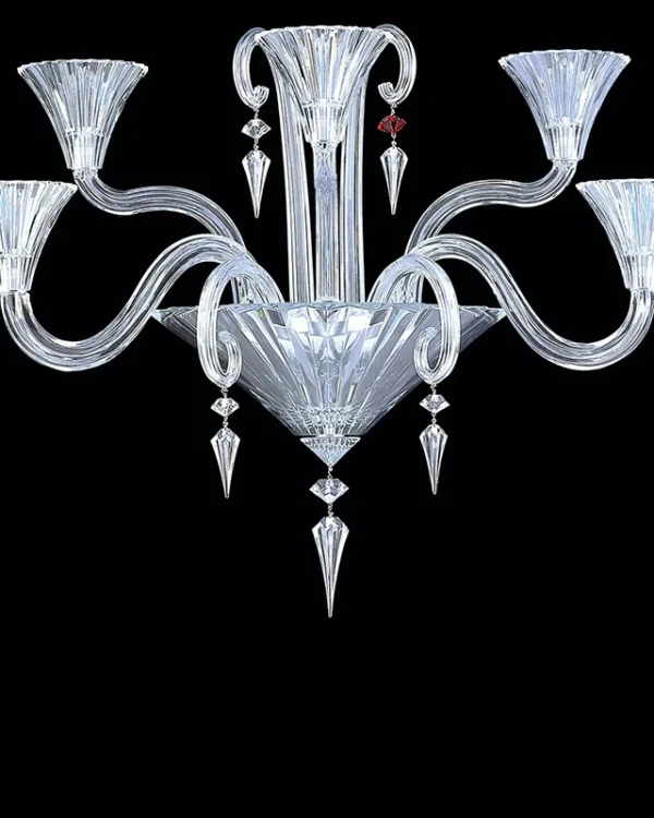 Louvre Crystal Wall Sconce, 5-Light, 32" H in polished chrome