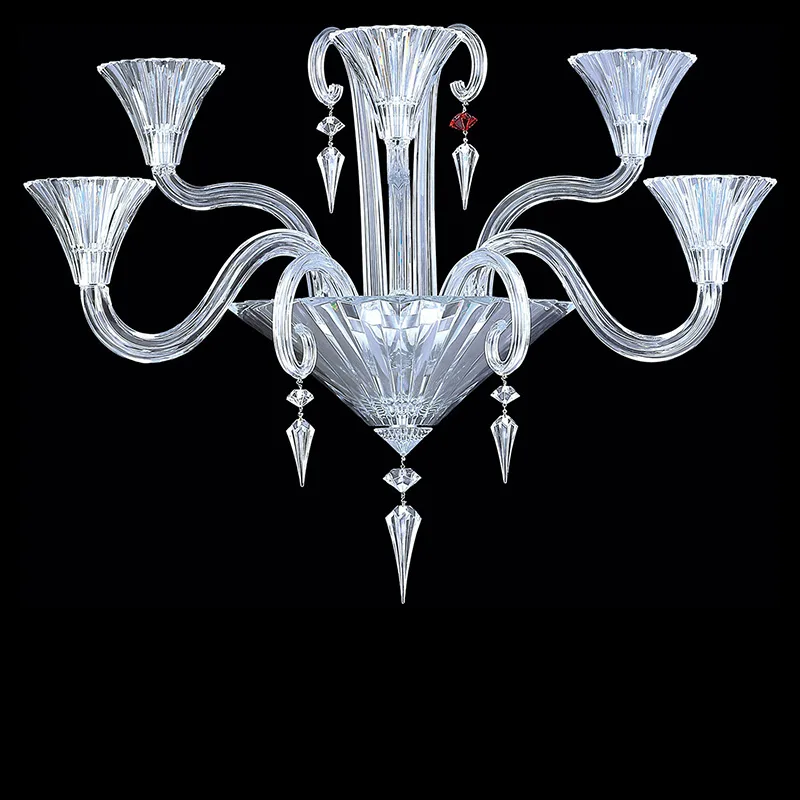 Louvre Crystal Wall Sconce, 5-Light, 32" H in polished chrome