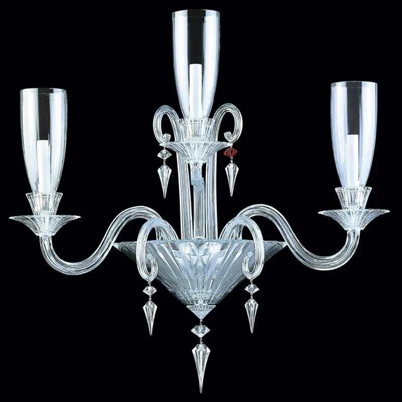 Ritz Crystal Wall Sconce, 3-Light, 25" H in polished chrome