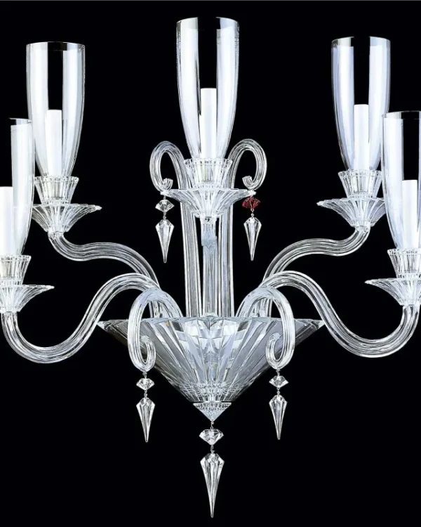Ritz Crystal Wall Sconce, 5-Light, 32" H in polished chrome