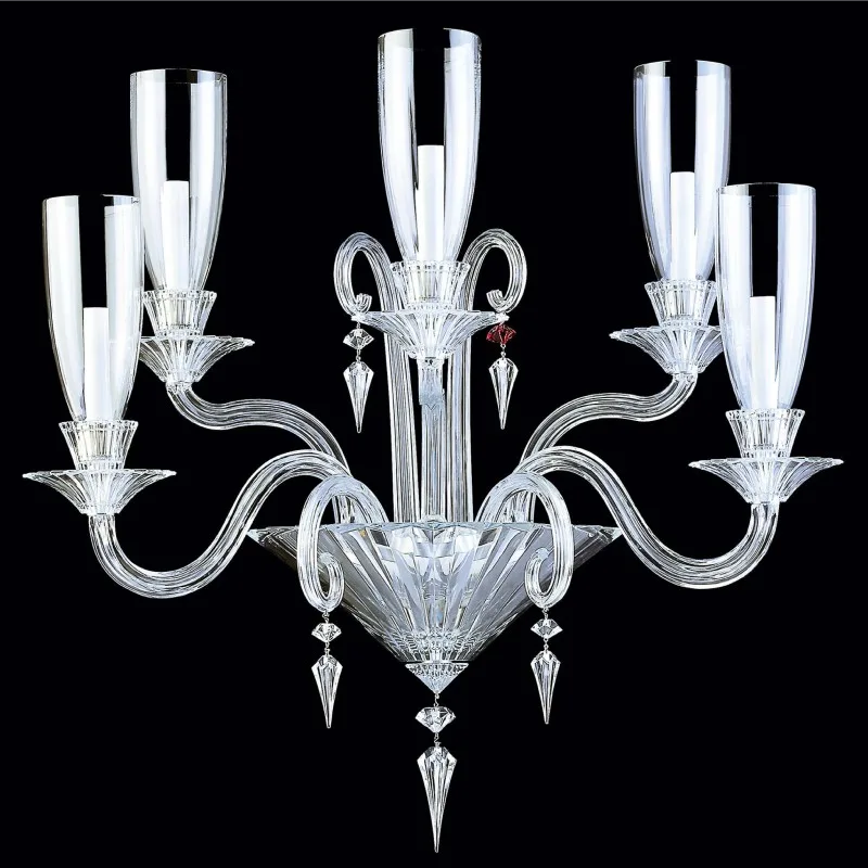 Ritz Crystal Wall Sconce, 5-Light, 32" H in polished chrome