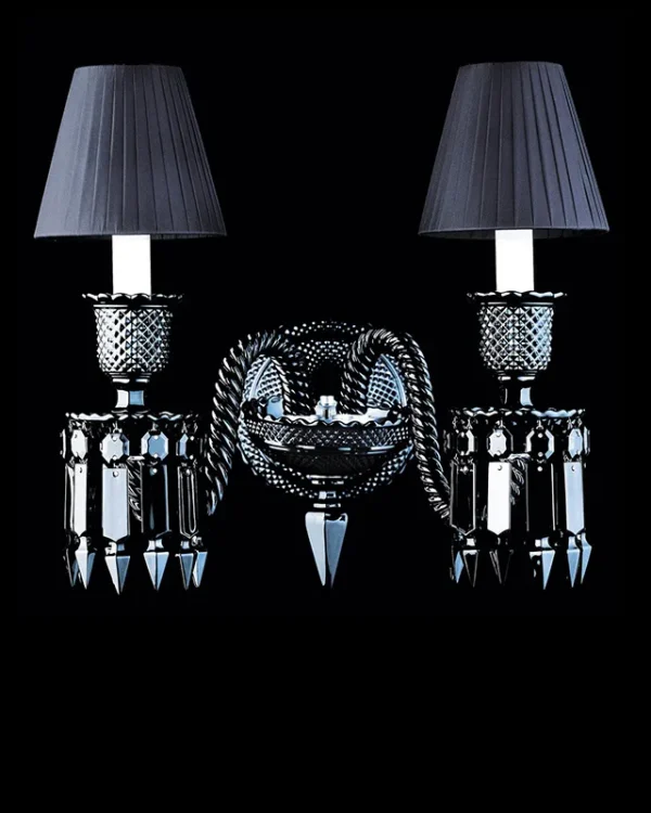Royal Crystal Wall Sconce, 2-Light, 15" H in Black in black