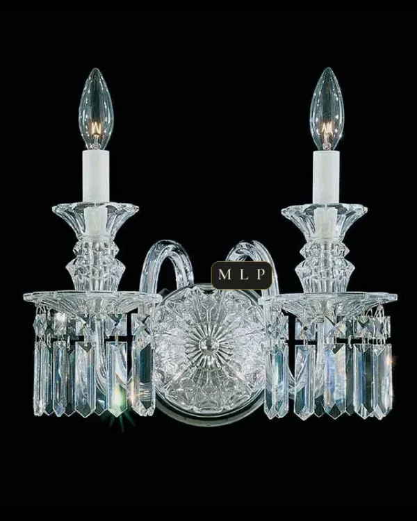 Schönbrunn Crystal Wall Sconce, 2-Light, 12" H in Polished Chrome in polished chrome