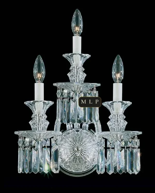 Schönbrunn Crystal Wall Sconce, 3-Light, 17" H in Polished Chrome in polished chrome