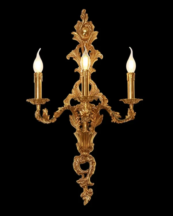Alésia Brass Wall Sconce, 3-Light in antique brass